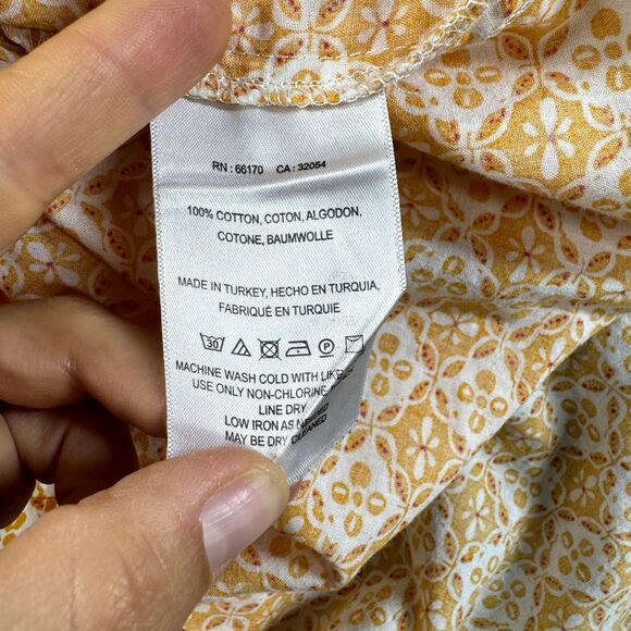 Maeve Antropologie Petrin Top Women's 4 Orange White Geometric Button Down - Picture 7 of 7